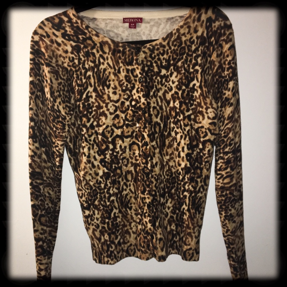 Leopard print button down cardigan